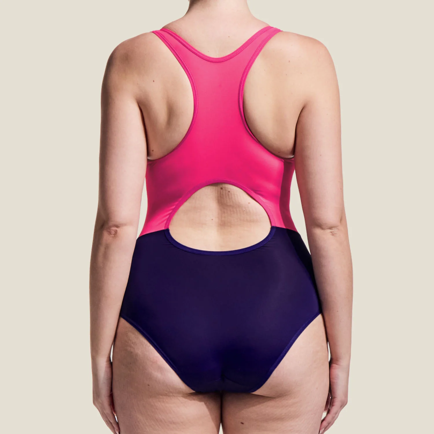 WUKA Teen Period Racerback Two-Tone Swimsuit - Pink/Purple - Image 3